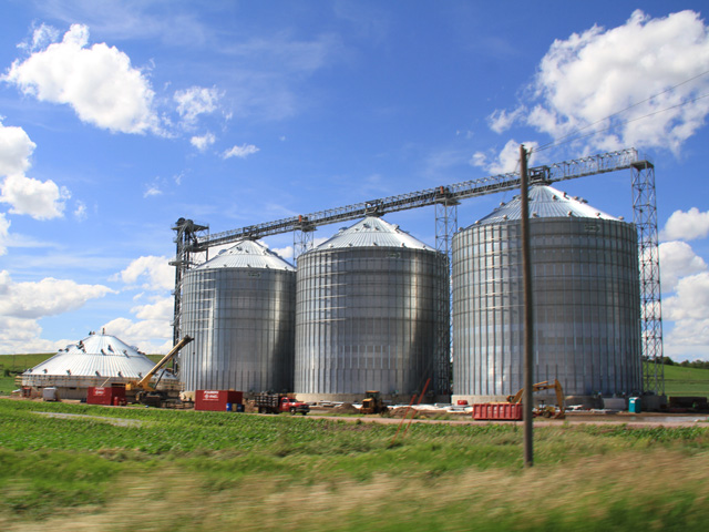 Grain bins are critical tool for farmers to manage grain marketing, but they need to be respected from a safety standpoint. (DTN photo by Elaine Shein)